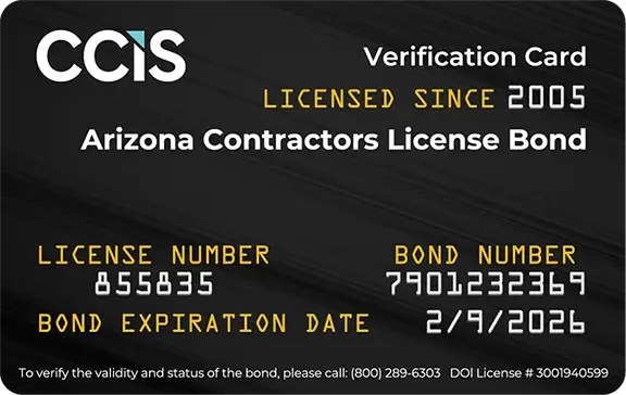 az state contractor bond card example