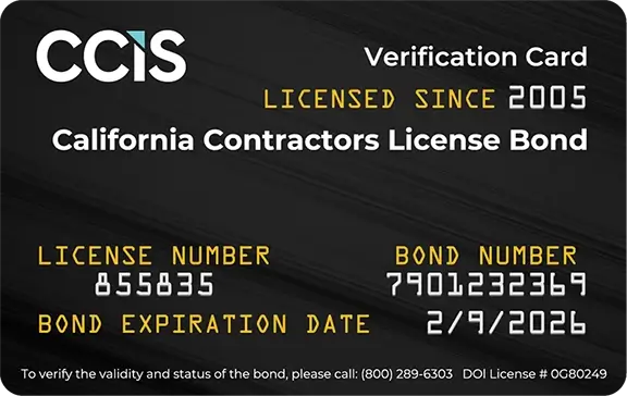 ca state contractor bond card example